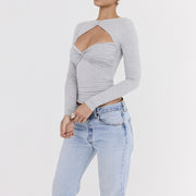 Women's Slim-Fit Twist Long Sleeve T-Shirt