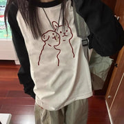 Korean Style Contrast Color Loose Casual Women's Sweater