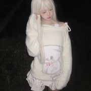 Off-shoulder Pure Yet Alluring Fluffy and Soft Top for Young Girls