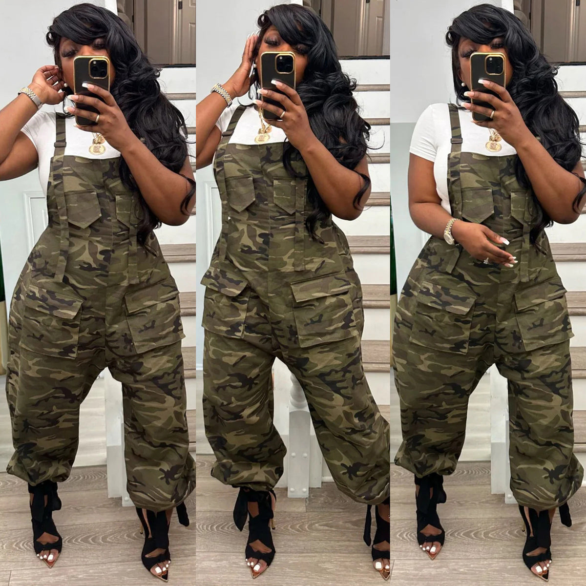 Women's Casual Loose Camouflage Jumpsuit Overalls