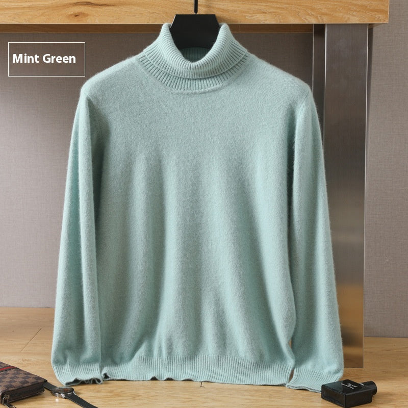 Men's Cozy High-Collar Solid Pullover Sweater