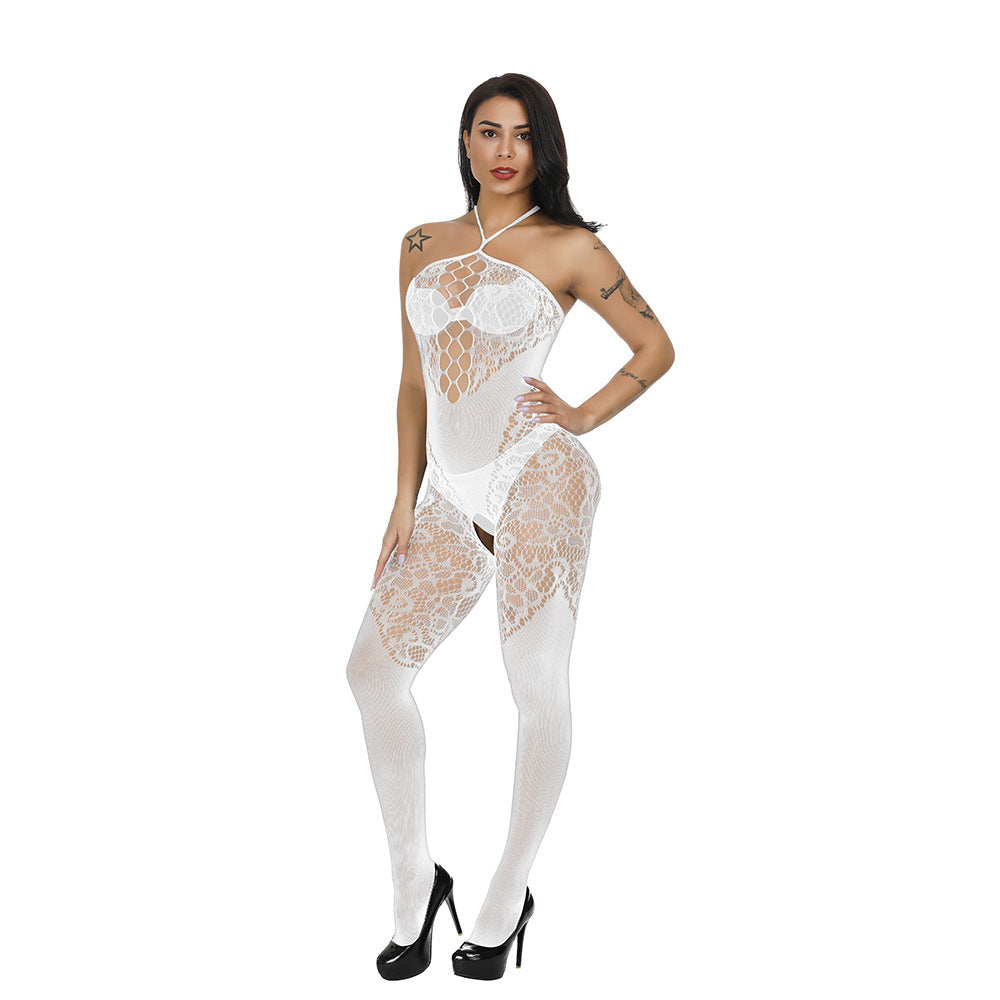 Sexy Jacquard Mesh Camisole Jumpsuit & Romper