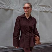 Waist-tucking Pleated Women's Elegant Pure Cotton Shirt