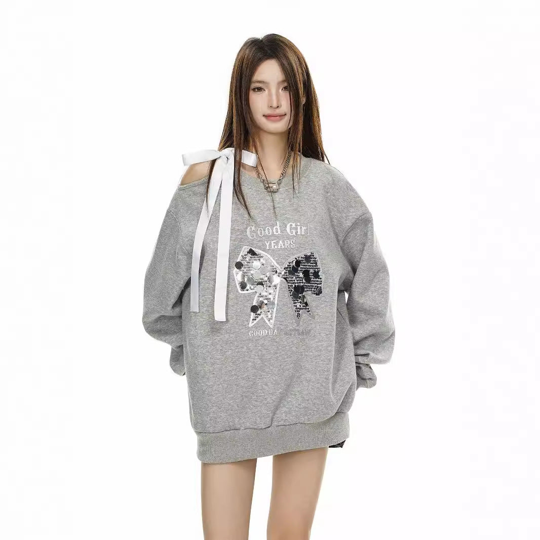Women's Casual Print Round Neck Loose Sweater