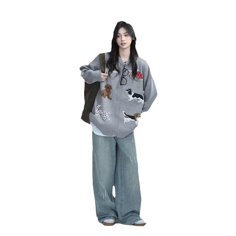 Cozy Gray Bear Knit Cardigan - Cute & Casual Sweater