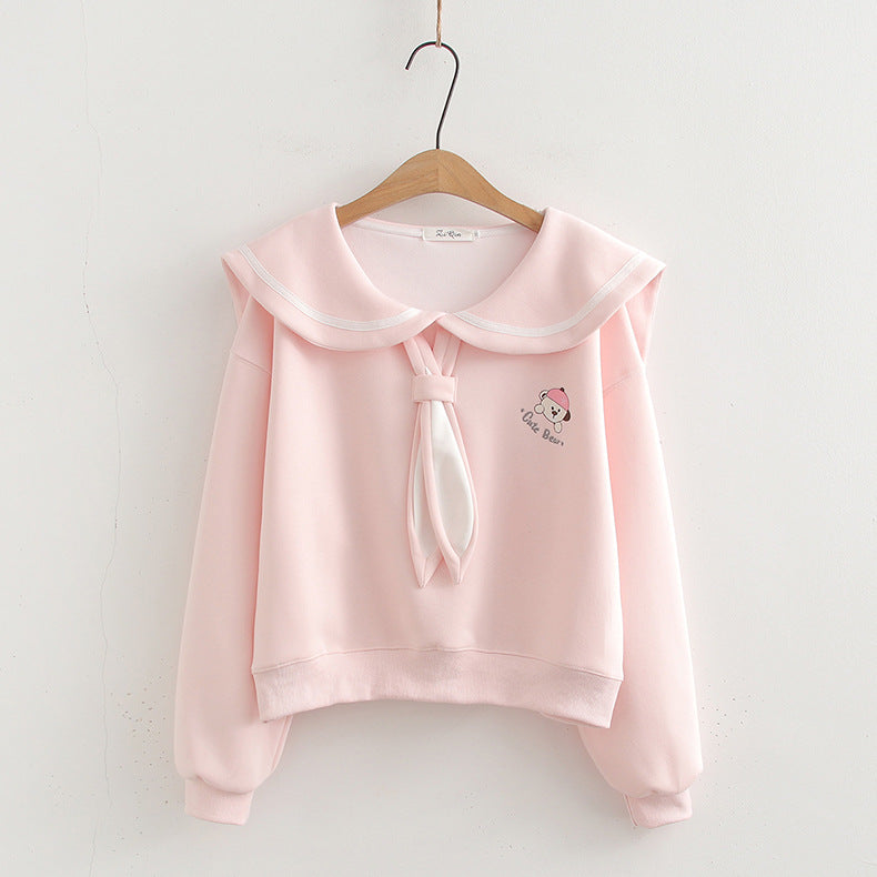 Preppy Sailor Collar Cotton Women's Sweater