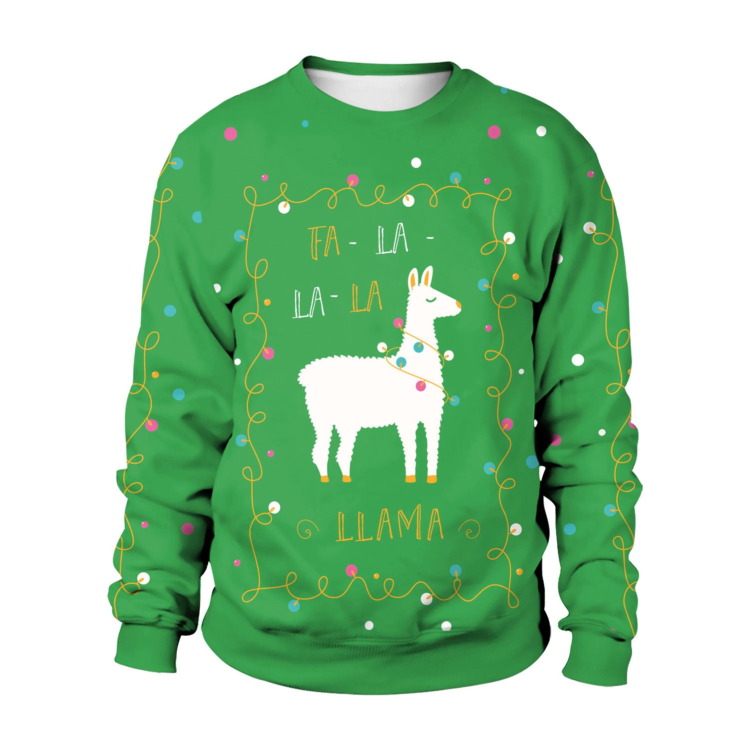 Cute Christmas Alpaca Print Crew Neck Sweatshirt