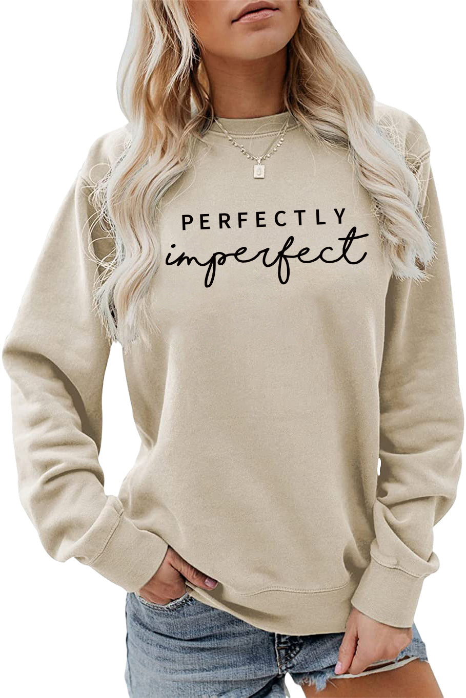 PERFECTLY Imperfect Women's Round Neck Long Sleeve Sweater