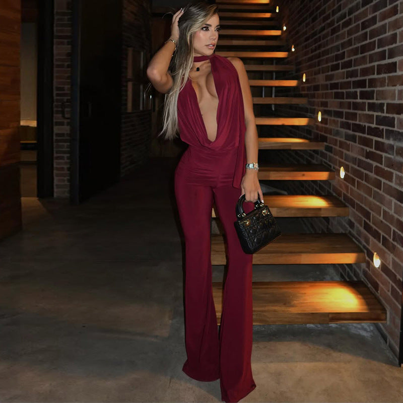 Sexy Backless Halterneck Slim-Fit Jumpsuit