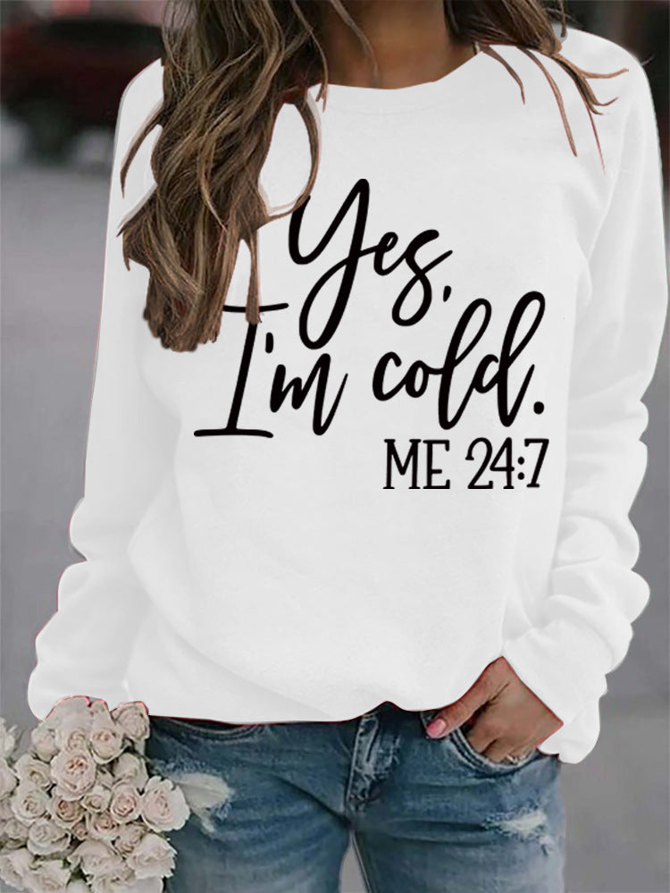 Cozy Letter Print Round Neck Casual Sweatshirt