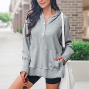 Women's Cardigan Button Hooded Loose Sweater