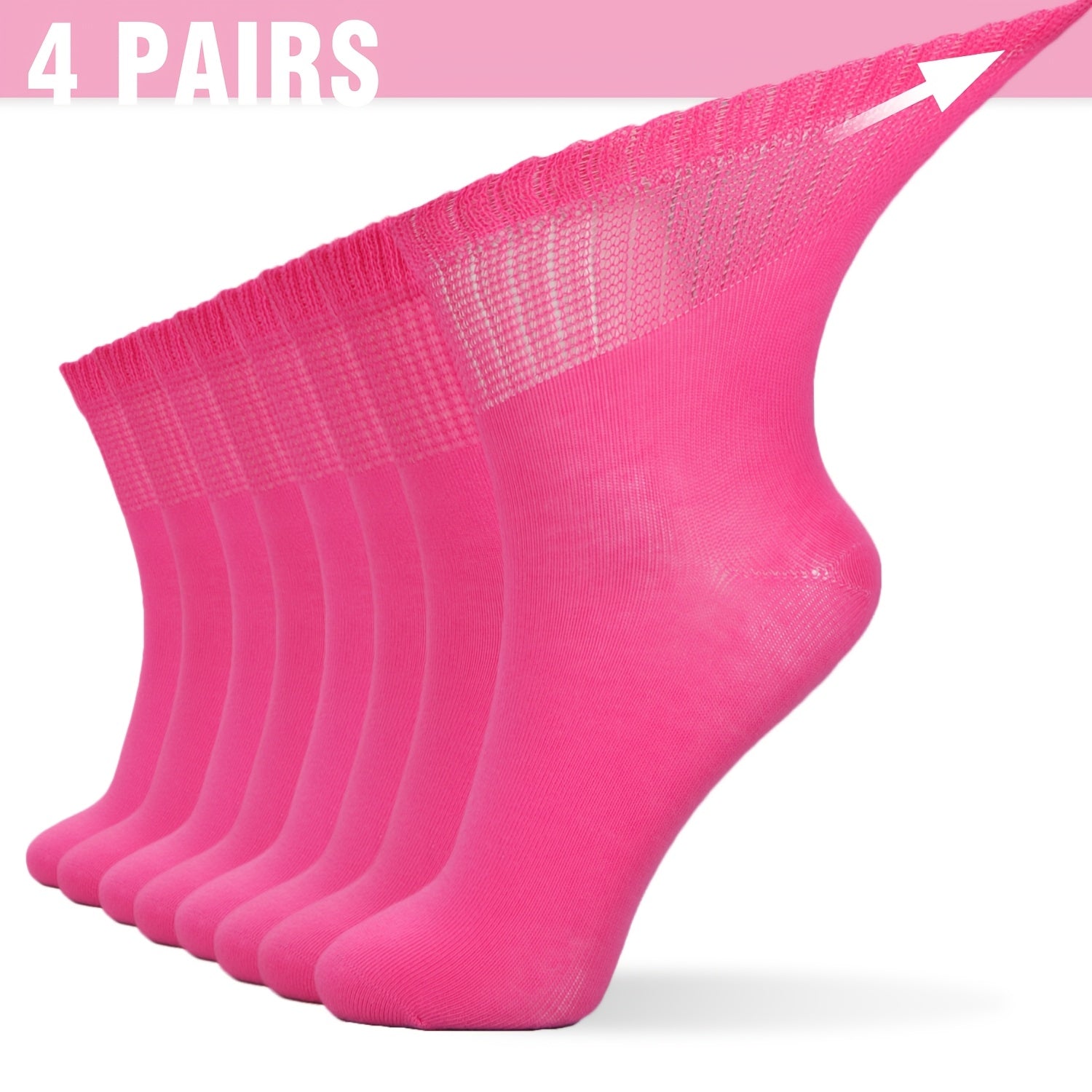 4‑Pair Women’s Neuropathy Socks – Non‑Binding Loose Fit, Seamless Toe, Moisture‑Wicking and Breathable for Edema and Circulation Support