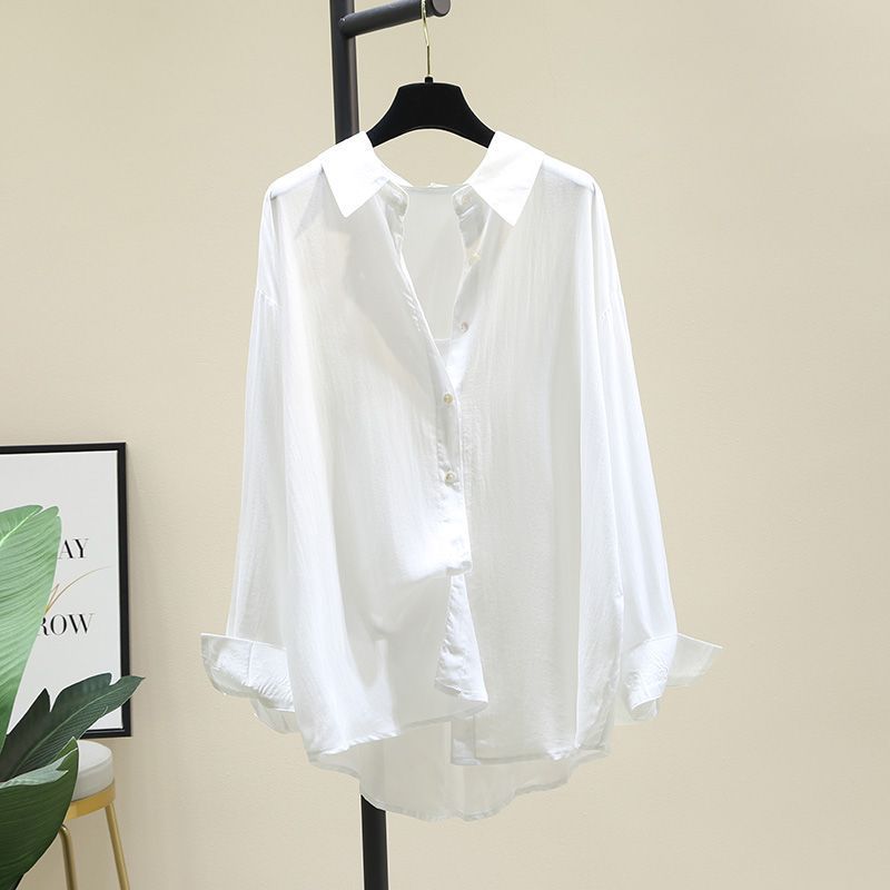 Outerwear Drapey Tencel Cotton Shirt Womens Korean-Style Loose Casual
