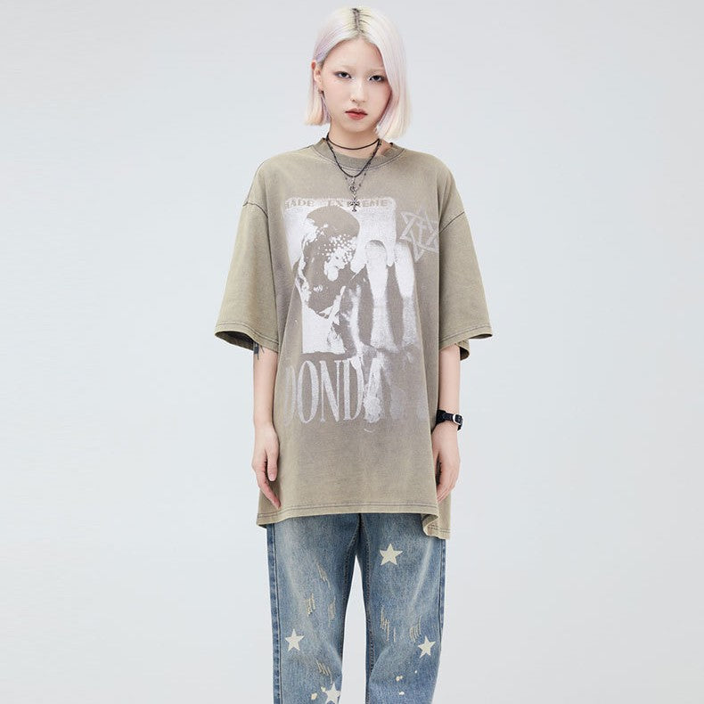 Vintage Washed Loose Short Sleeve Graphic Tee