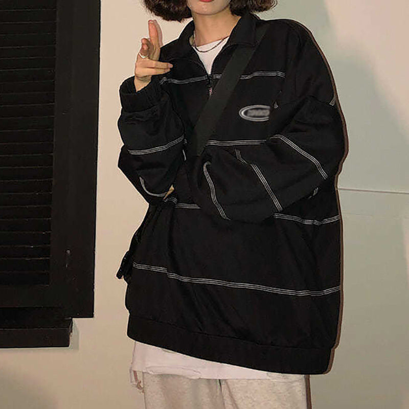 Trendy Streetwear Polo Collar Sweatshirt