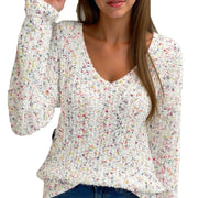 Loose and Lazy Style V-neck Pullover Long Sleeve Hot Girl Sweater