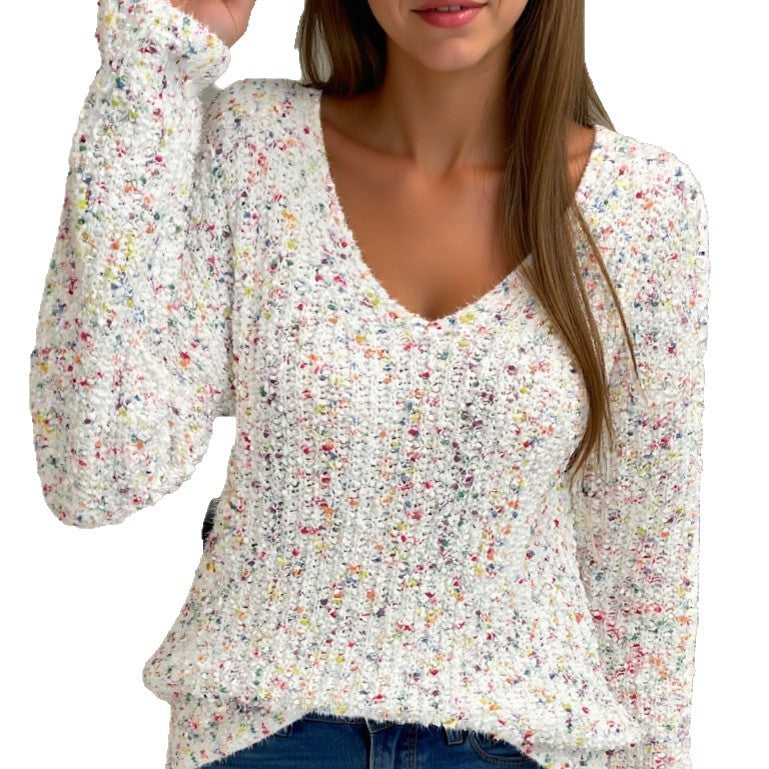 Loose and Lazy Style V-neck Pullover Long Sleeve Hot Girl Sweater