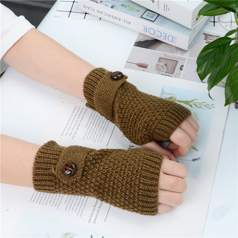 Warm Half Finger Gloves for Women Autumn Winter