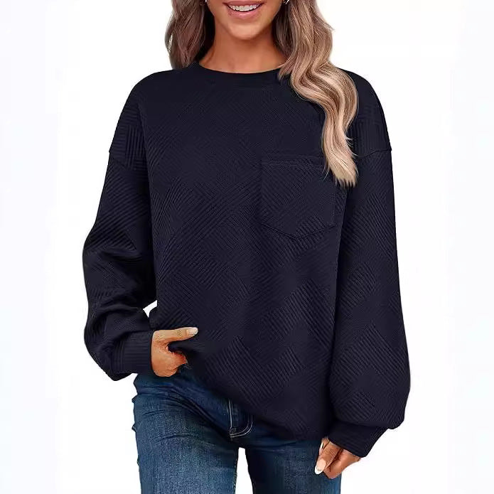Cozy Drop-Shoulder Textured Long-Sleeve Sweater