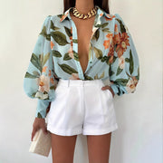 Stylish And Elegant V-neck Printed Cardigan Top