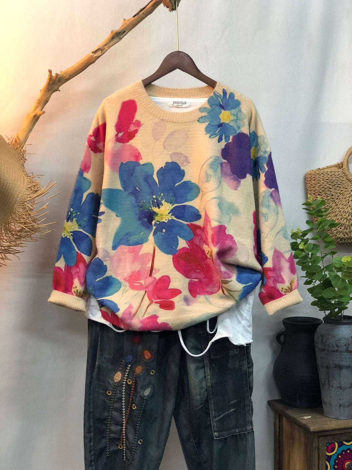 New Women's Loose-fitting Round-neck Sweater for Outerwear