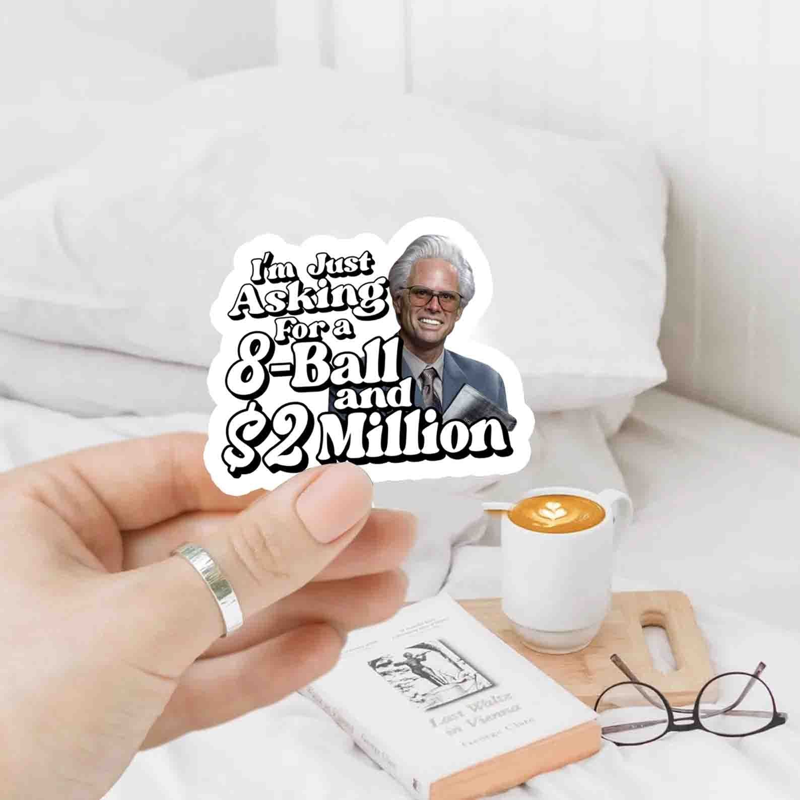 Funny Sticker with Eight-Ball and Money Theme
