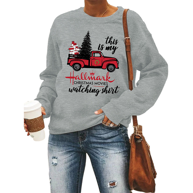 Festive Women's Christmas Print Long Sleeve Pullover Sweater