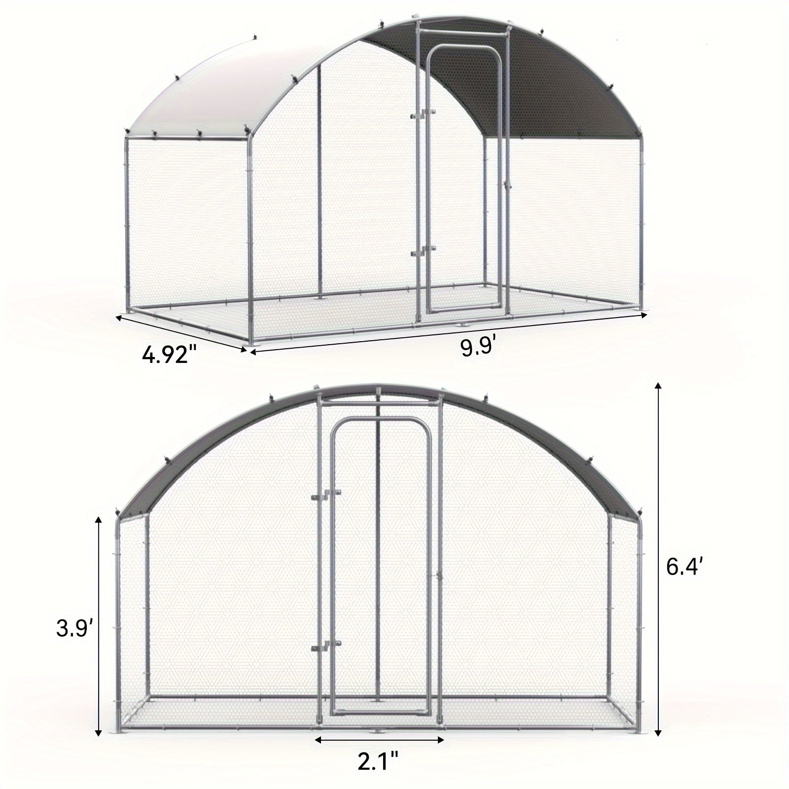 Large Metal Chicken Coop with Heavy‑Duty Poultry Cage and Waterproof UV‑Resistant Cover