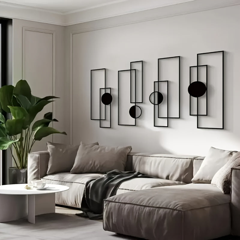 2D Flat, 2D Wall-Mounted Metal Decorative Set of 4pcs - Stylish and Durable Bathroom & Room Décor, 2D Flat