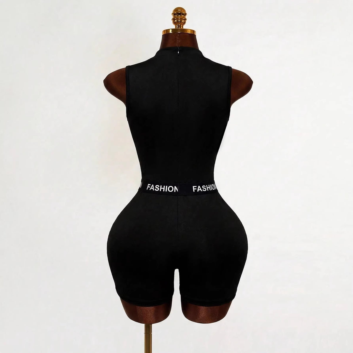 Sleek Mesh-Cutout Patchwork Sleeveless Tank Jumpsuit