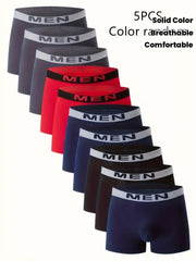 5-Pack Men'S Boxer Briefs - Stretchy Underwear Shorts, Soft Knit Fabric, Everyday & Gym Use - Multi-Color Pack (Navy/Red/Black/) - Breathable Quick-Dry Boxers for Casual & Formal Wear - Everyday Es...