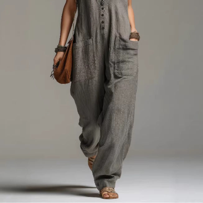 Womens Solid-color Lace Jumpsuit