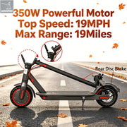 Foldable Adult Electric Scooter with 350W Motor, 8.5" Anti-Slip Solid Tires, Smart App and LCD Dashboard, 3 Adjustable Speeds, Dual Safe Brakes, LED Headlight and Taillight, Built-in Bell, Aluminum Alloy Frame, 265 lb Max Load
