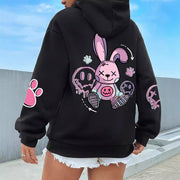 Casual Drop-Shoulder Printed Hoodie for Women