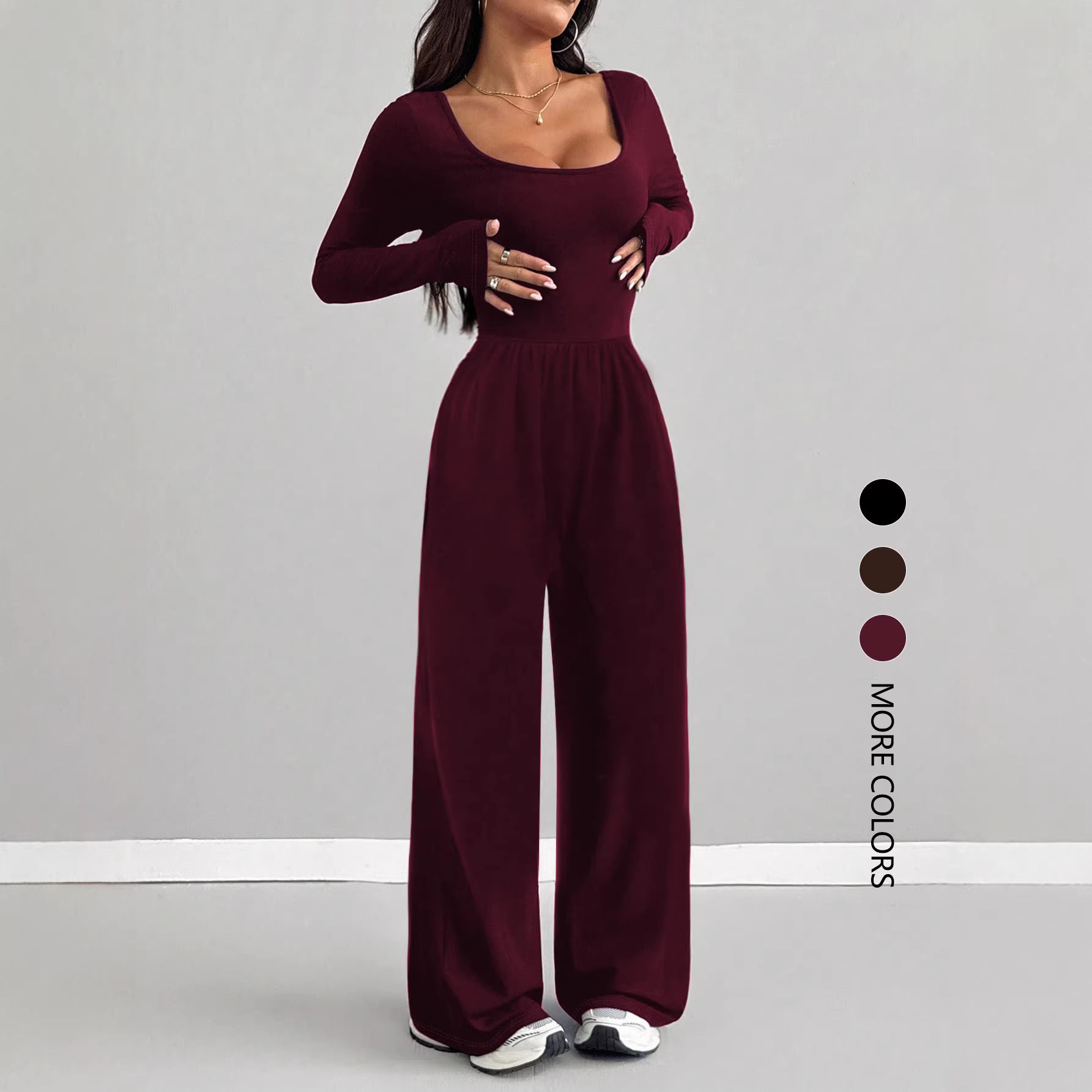 Womens Fashionable Casual Solid-Color Jumpsuit
