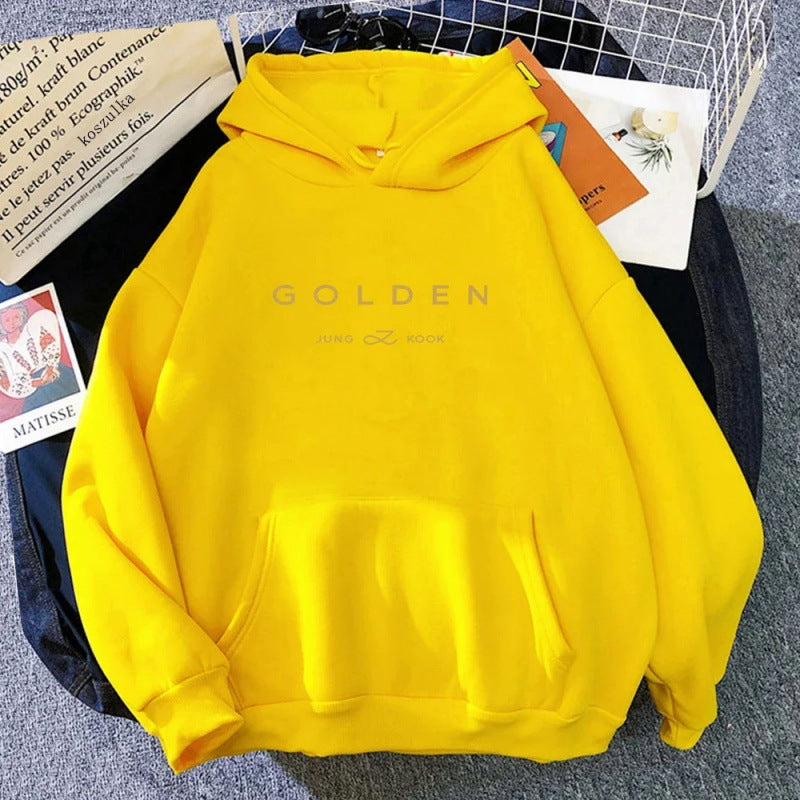 Gold Pattern Printed Leisure Pullover Sweater