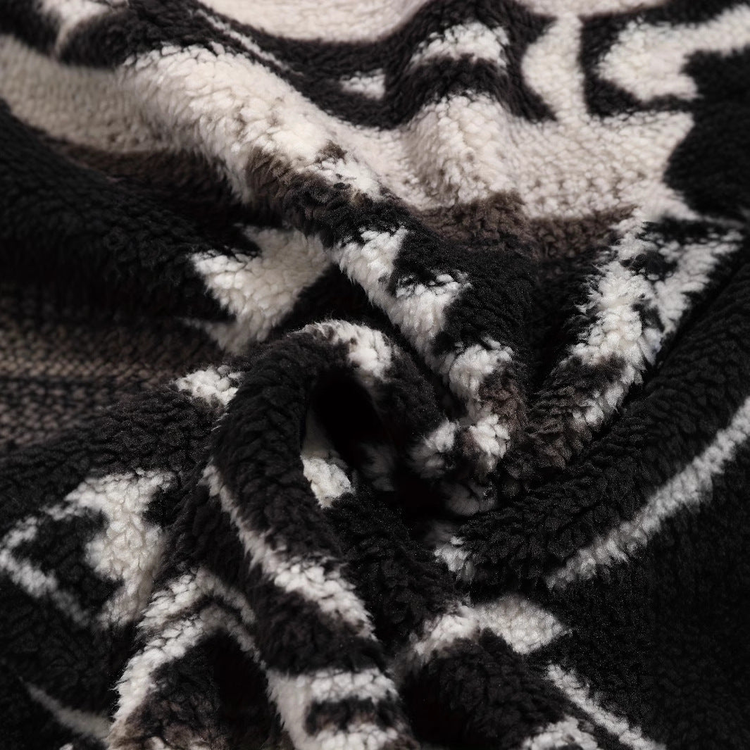 Cozy Ethnic Print Fleece Sweater for Women