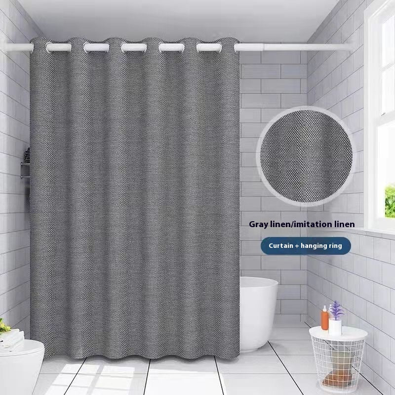 Linen Thick Waterproof and Mildew-proof Shower Curtain Punch-free