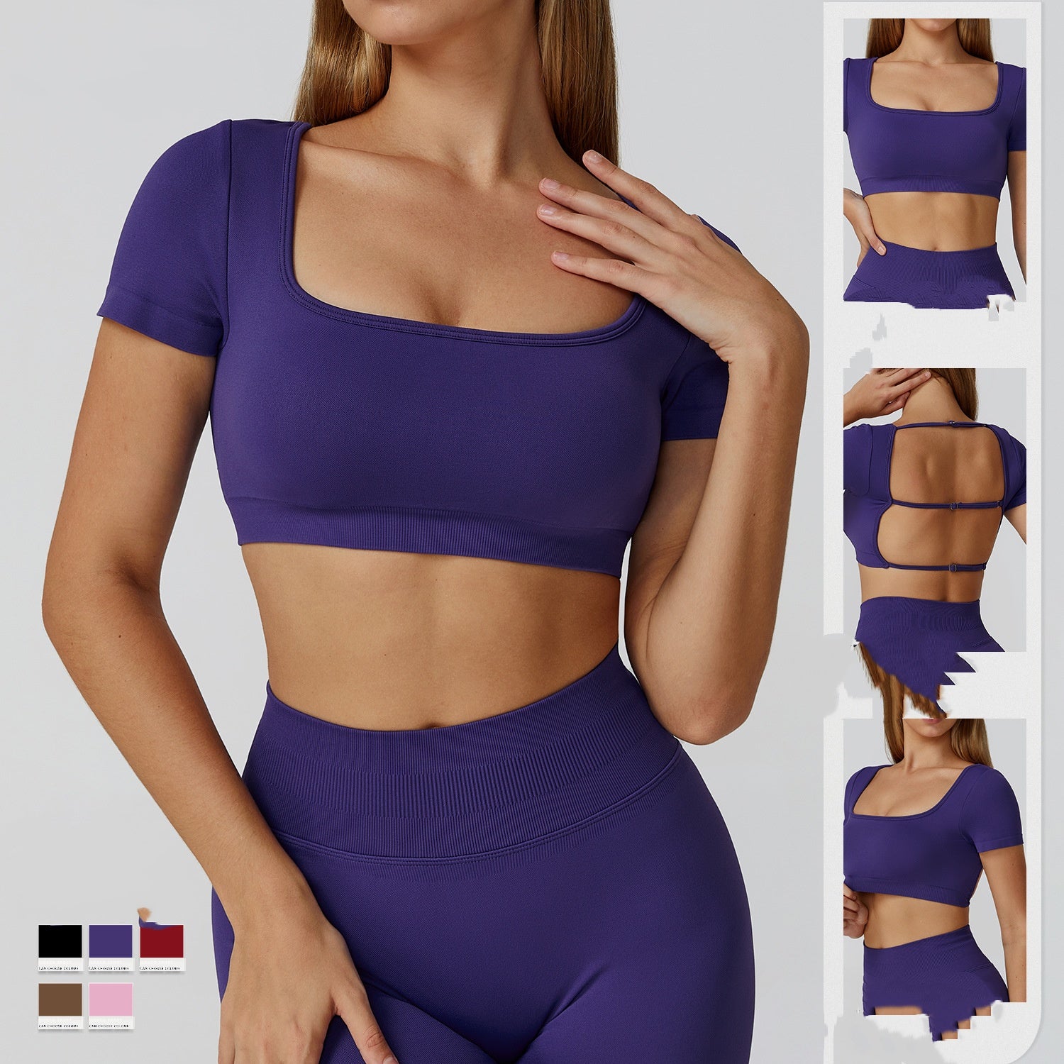 Seamless Slim Yoga Top for Women – Hollow Back, Moisture‑Wicking