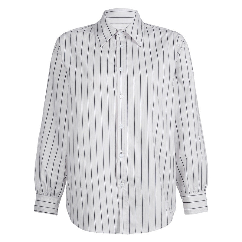 Niche Design Vertical Striped Loose Temperament Shirt
