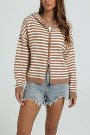 Womens Casual Hooded Knit Cardigan Sweater