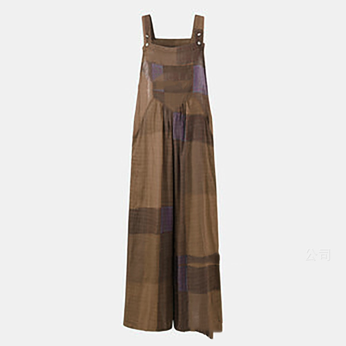 Retro Printed Button Strap One-piece Trousers