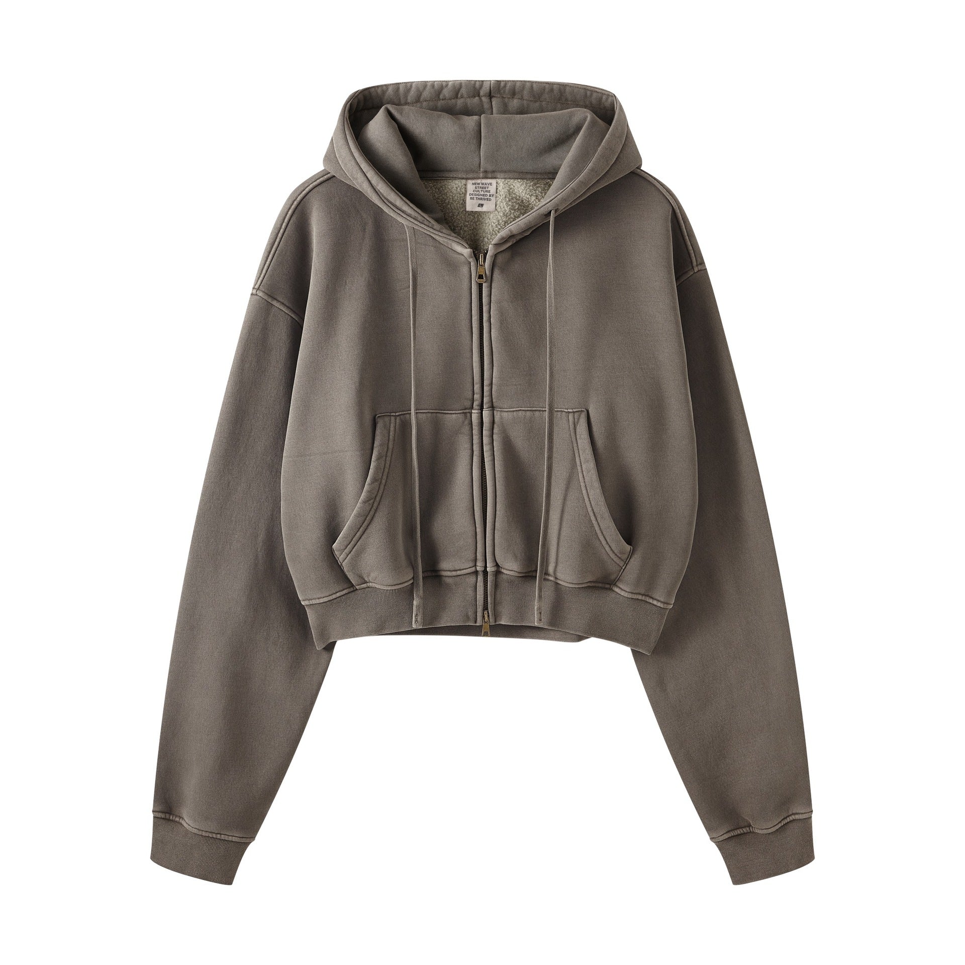 Retro Color Block Zip Hooded Sweater