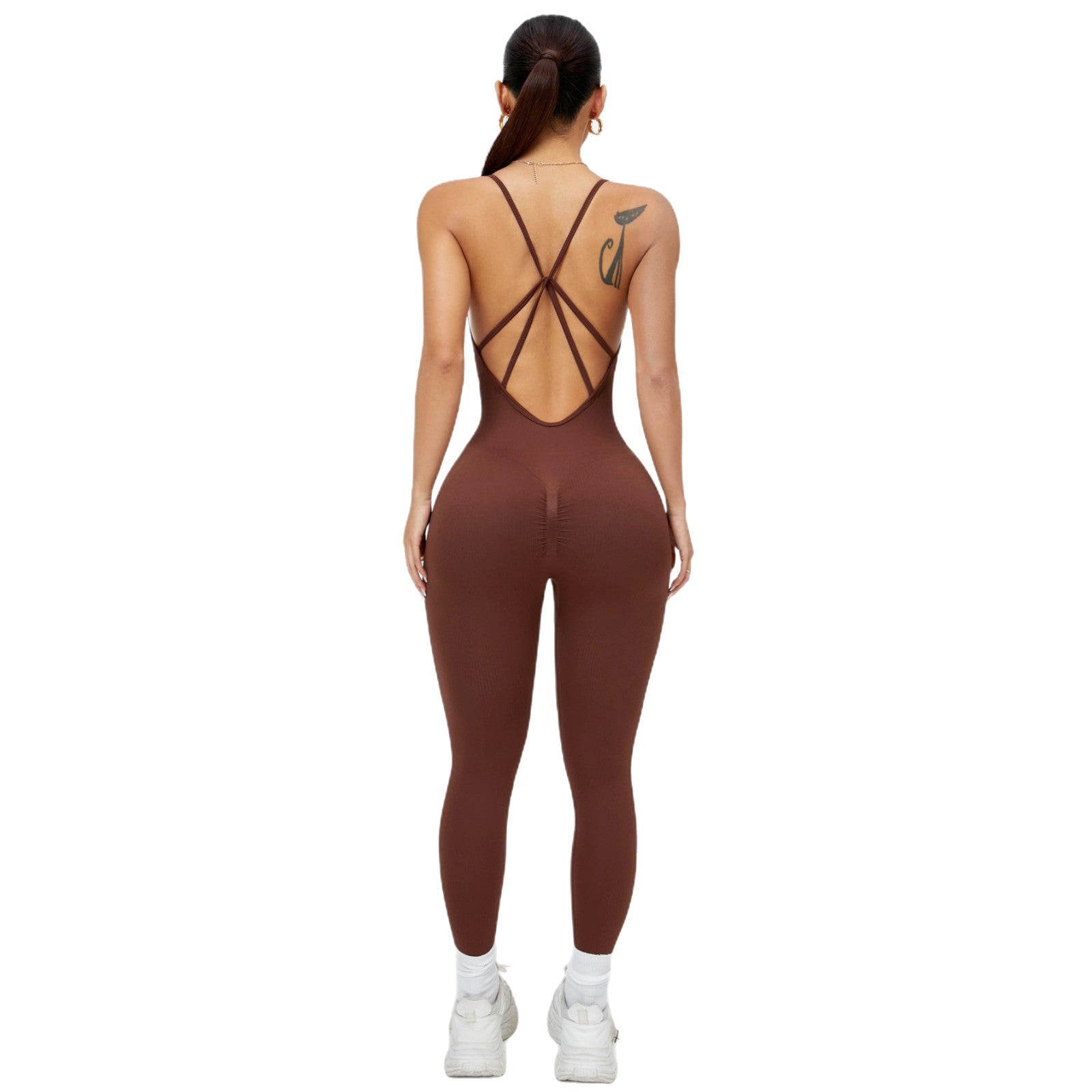 Seamless Fitness Jumpsuit Backless Workout Romper