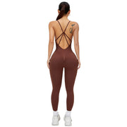 Seamless Fitness Jumpsuit Backless Workout Romper