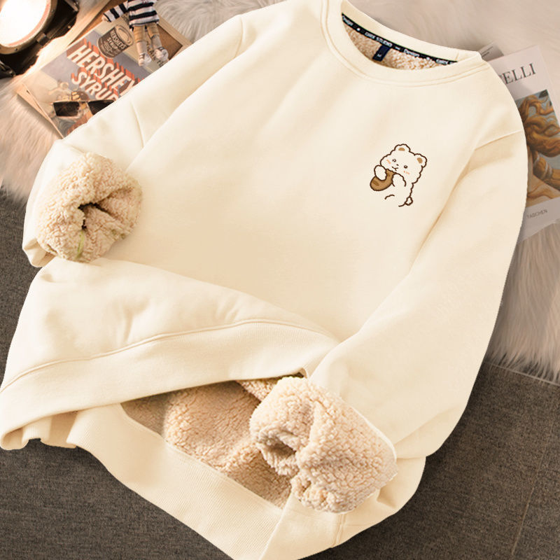 Women's Cute Printed Thickened Fleece Pullover Sweater