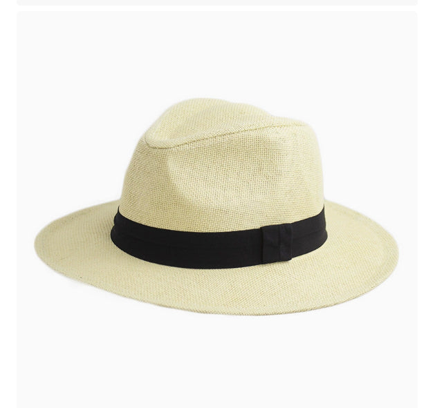 Unisex Foldable Straw Sun Hat - Wide Brim Beach Jazz Hat