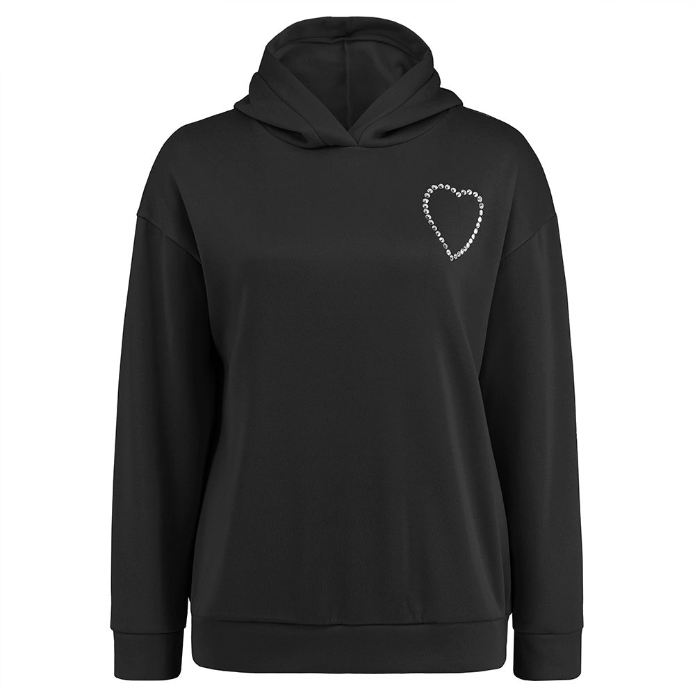 Women's Long-Sleeve Love Heart Pullover Hoodie