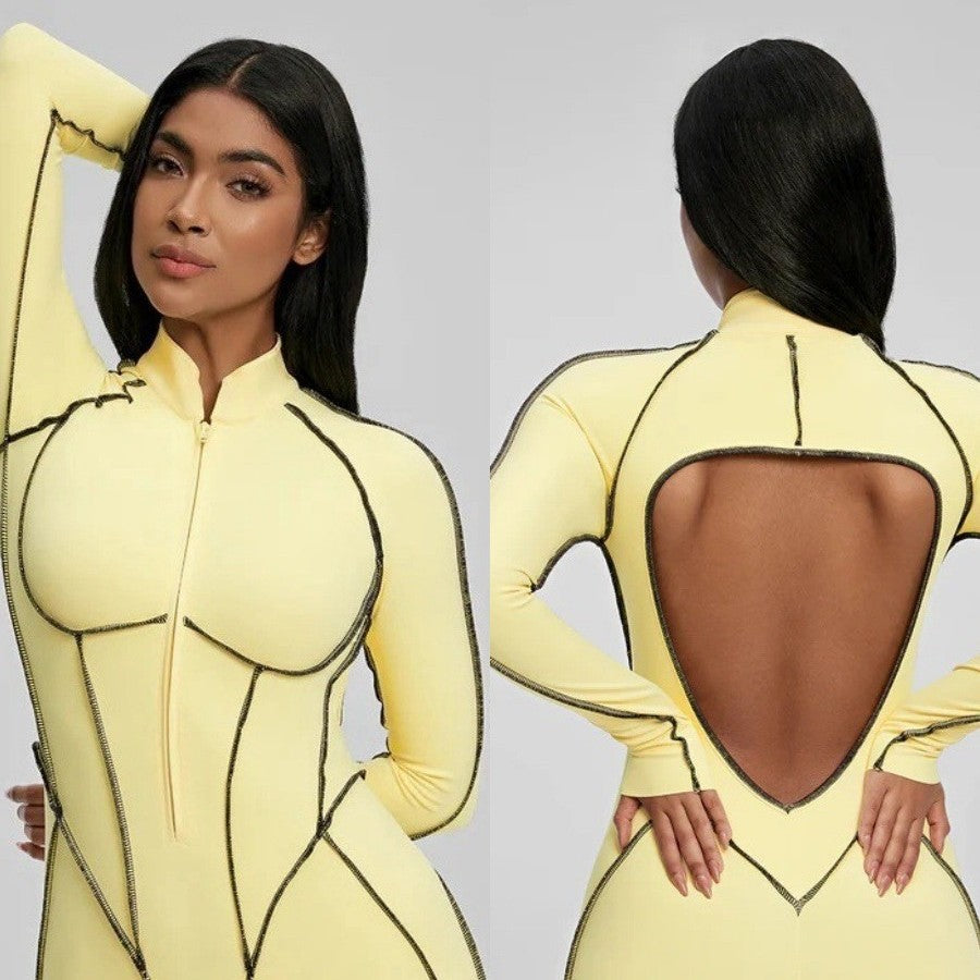 Seamless One-Piece Fitness Yoga Jumpsuit with Built-In Padding