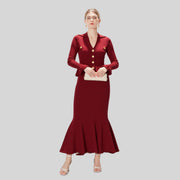 Elegant V-neck Waist-cinched Knit Long-sleeve Dress for Women